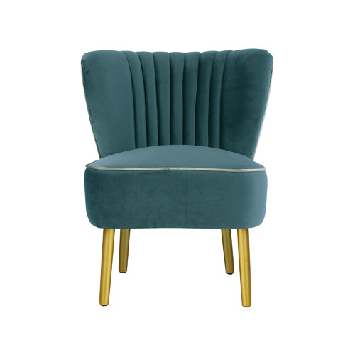 Brooklyn and Bella Steel Blue with Gold Finish Slipper Chair